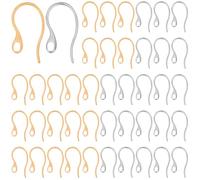 SUNNYCLUE 1 Caja de 100 Piezas de 2 Colores En Forma de U para Pendientes, Alambres Franceses con Aro, Colgantes de Plata, Ganchos para Orejas de Acero Inoxidable Chapados En Oro de 18 Quilates, para