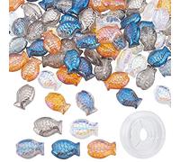 SUNNYCLUE 1 caja de 100 piezas de 5 colores de Cuentas de Cristal de Pescado, Cuentas de Animales Marinos, Cuentas de Animales Del Océano, Cuentas Sueltas Espaciadoras de Verano Hawaianas para Hacer J