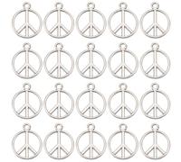 SUNNYCLUE 1 caja de 100 piezas de Dijes de Paz A Granel, Signo de la Paz, Logotipo de la Paz, Plata Antigua, Aleación Vintage, Plano, Redondo, Hueco, Símbolo de Metal, Dijes para Hacer Joyas, Dijes, P
