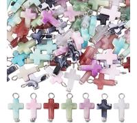 SUNNYCLUE 1 caja de 105 cruces Acrílicas de 7 colores Cruces de Pascua Cuentas Colgantes de Plástico Opacas de Imitación de Piedras Preciosas para Hacer Joyas Llaveros Manualidades Collares Y Pendient