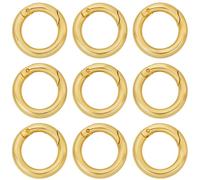 SUNNYCLUE 1 Caja de 12 Piezas de Anillos de Resorte Chapados En Oro Real de 18 Quilates Mosquetón de Latón Redondo de 20mm Anillo de Gatillo Circular Cierres de Hebilla para Llavero Bolsos Joyas Cord