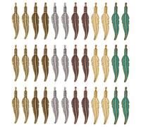 SUNNYCLUE 1 Caja de 120 Abalorios de Plumas de Estilo Bohemio con Forma de Hoja de Atrapasueños, Abalorios de Aleación de Colores para Hacer Joyas, Abalorios, Pulseras, Pendientes, Manualidades, 1.24