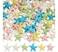 SUNNYCLUE 1 caja de 120 cuentas de Estrella de Mar de 6 colores, Turquesa, Animales, A Granel, Coloridas, Teñidas, Pequeñas Piedras Preciosas Marinas Hawaianas, Espaciadores Sueltos de Playa para Hace