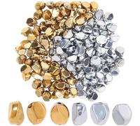 SUNNYCLUE 1 caja de 140 cuentas de Lampwork Hechas A Mano Cuentas de Vidrio Irregulares Pepitas de Oro Y Plata A Granel Espaciadores Sueltos Planos Brillantes con Agujero para Hacer Joyas Pulseras Col