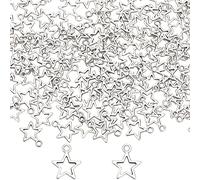 SUNNYCLUE 1 caja de 150 abalorios de Estrella de Aleación, Abalorio de Pentagrama Plateado A Granel, Abalorio de Mini Estrellas Tibetanas para Hacer Joyas, Suministros de Abalorios, Collar Artesanal,