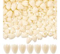 SUNNYCLUE 1 Caja de 150 Cuentas de Jazmín Talladas En Forma de Flor, Coral Hawaiano Sintético Artificial 3D Teñido de Blanco, Espaciadores Sueltos para Hacer Joyas, Manualidades, Decoración, Collares