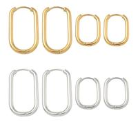 SUNNYCLUE 1 Caja de 16 Aros de Aro Huggie Chapados En Oro Auténtico de 18 Quilates, Ganchos para Pendientes, Aros Huggie de Plata de 304mm, de Acero Inoxidable, Rectangulares, para Cartílago, para Ha