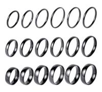 SUNNYCLUE 1 caja de 18 anillos de Acero Inoxidable Negros de 3 anchos, Juego de Anillos Negros, Talla Estadounidense 5/6/7/8/9/10/11, apilables, de Metal, Sencillos, Lisos, para Pulgar, Dedo, Joyería,