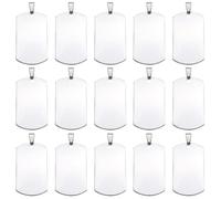 SUNNYCLUE 1 Caja de 18 Piezas de Dijes de Estampación de Acero Inoxidable Dijes de Estampación de Metal En Blanco Rectángulos En Blanco Grabado de Etiqueta de Perro Militar para Hacer Joyas Dijes Manu