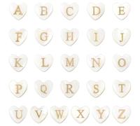 SUNNYCLUE 1 caja de 2 hebras con 52 cuentas de Letras En Forma de Corazón, Cuentas de Concha Natural Blanca, Abalorios con Iniciales Del Alfabeto de la A A la Z, Espaciadores Sueltos para Hacer Joyas,