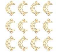 SUNNYCLUE 1 caja de 20 abalorios de Luna, Conector de Luna Creciente, Abalorio con Parte Trasera Abierta, Abalorios de Aleación Dorada Hueca para Hacer Joyas, Abalorios, Bricolaje, Flores Prensadas, R