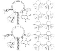 SUNNYCLUE 1 Caja de 20 llaveros Científicos de ADN A Granel, Taza Medidora de Moléculas de Plata, Colgante de Laboratorio de Química Y Biología, para Mujeres, Regalos de Boda, Decoraciones.