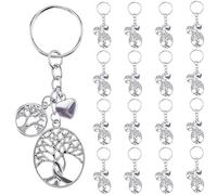 SUNNYCLUE 1 caja de 20 llaveros con Forma de Árbol de la Vida Llaveros con Forma de Árbol Genealógico de Aleación de Plata Antigua Llaveros con Forma de Corazón de la Amistad para Regalos de Fiesta