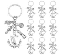 SUNNYCLUE 1 caja de 20 llaveros de Ancla, Llaveros de Verano Al Por Mayor, Aleación de Plata, Océano, Caballito de Mar, Concha, Aventura Náutica, Faro, Juego de Llaveros para Mujeres, Regalos de Recue