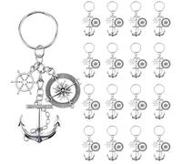 SUNNYCLUE 1 caja de 20 llaveros Náuticos A Granel Llaveros de Ancla A Granel Llavero de Rueda de Barco con Temática Oceánica de Aleación de Plata Antigua para Regalos de Fiesta Regalos de Boda Decorac