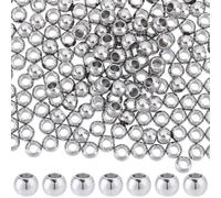 SUNNYCLUE 1 caja de 200 cuentas de Acero Inoxidable, Cuentas Espaciadoras de 5 mm, Cuentas Sueltas Redondas Rondelle, Cuentas de Bolas Pequeñas A Granel, Cuentas de Metal Sólido Sin Costuras para Hace