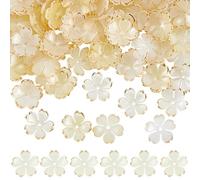 SUNNYCLUE 1 Caja de 200 Piezas de Tapas de Cuentas de Flores Amarillas Mini Cuentas de Plástico de Color Amarillo Claro Naranja Dorado Flor de Cerezo Sakuras Cuentas de Flores A Granel para Hace