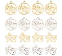 SUNNYCLUE 1 caja de 24 abalorios de Ojo de Horus A Granel, Abalorio de Ojo Egipcio A Granel, Abalorio de Ojos de Acero Inoxidable, Abalorios Espirituales Mágicos de Metal para Hacer Joyas, Abalorios p