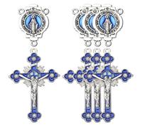 SUNNYCLUE 1 Caja de 24 dijes de Cruz Azul para Rosario de Aleación de Metal Esmaltado Estilo Tibetano Antiguo de Pascua para Hacer Joyas Collares Rosarios Manualidades para Adultos