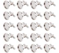 SUNNYCLUE 1 Caja de 24 Gemelos Redondos de Plata de 1.6cm, de Metal Y Latón, con Almohadilla Plana, para Esmoquin de Negocios, con Bandeja de Bisel, Cabujones, Engaste de Botón para Hacer Joyas, Acce