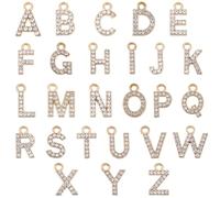 SUNNYCLUE 1 caja de 26 abalorios con Letras de Diamantes de Imitación Dorados Abalorios con Letras de Aleación Dorada con Purpurina Alfabeto ABC Circonita Cúbica Abalorios con Letras de la A A la Z Me