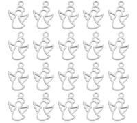 SUNNYCLUE 1 caja de 30 colgantes de ángel, plata de hada, guardianes huecos de acero inoxidable 304, alas para joyas, pulseras de Navidad