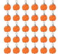 SUNNYCLUE 1 caja de 30 colgantes de Resina con Forma de Calabaza para Acción de Gracias, para Otoño, Cosecha, Vacaciones, Naranja, con Aros de Acero Inoxidable para Hacer Pendientes, Manualidades, Hal