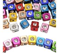 SUNNYCLUE 1 Caja de 30 Cuentas Cuadradas de Diamantes de Imitación, Cuentas Acrílicas de Cubo de 17mm, Espaciadores Sueltos con Forma de Dado Geométrico 3D de Colores para Manualidades, Bolígrafos, L