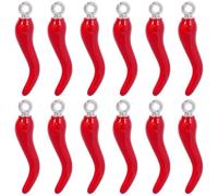 SUNNYCLUE 1 caja de 30 dijes de Pimiento Rojo Dijes de Pimiento Aleación de Esmalte A Granel Dijes de Chile Picante con Cuerno Italiano Verduras Picantes con Anillo de Plata para Hacer Joyas Aretes Pu