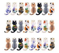 SUNNYCLUE 1 caja de 30 piezas de Dijes de Gato A Granel para Mascotas, Dije de Gatito, Gato Negro, Gatito, Esmalte Animal, Dibujos Animados, Lindos Mini Dijes de Aleación para Mascotas para Hacer Joya