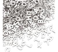 SUNNYCLUE 1 caja de 300 cuentas Acrílicas con Letras Surtidas, Cuentas Del Alfabeto Plateadas grandess, Espaciadores Sueltos 3D AZ para Hacer Joyas, Pulseras, Llaveros, Collares, Suministros para Manu
