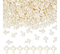 SUNNYCLUE 1 caja de 300 cuentas de Cruz Blancas Cuentas de Cruces Pequeñas Cuentas de Plástico Puro para Rosario de Domingo Espaciador Suelto Crucifijo Perlas de Imitación para Pulseras Collares Llave