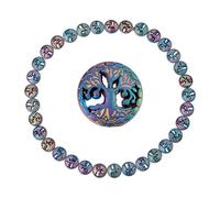 SUNNYCLUE 1 caja de 32 cuentas de árbol de la vida, cuentas sintéticas no magnéticas, cuentas de hematita, redondas, planas, de árbol de la fortuna para adultos, pendientes, collares, pulseras, manualidades