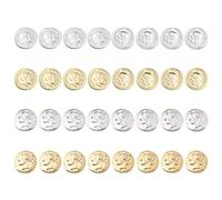 SUNNYCLUE 1 Caja de 32 Piezas de 2 Estilos de Abalorios de Monedas de Latón Chapado En Oro de 24 Quilates Colgantes de Disco Redondo Plano Cabeza de Edward VII Queen Victoria para Hacer Joyas