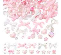 SUNNYCLUE 1 caja de 330 cuentas Acrílicas de 17 estilos con Forma de Lazo Rosa, Surtidas, de Plástico Transparente, con Forma de Flor de Caramelo, Corazón, Estrella, Cubo, Espaciadores Sueltos Redondo