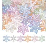 SUNNYCLUE 1 caja de 36 cuentas de Copo de Nieve de 6 colores Que Brillan En la Oscuridad, Cuentas Acrílicas A Granel de Plástico Navideño Transparente con Purpurina Luminosa, Espaciadores Sueltos para