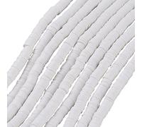 SUNNYCLUE 1 Caja de 380~400 Cuentas Espaciadoras de Arcilla Polimérica de 6.(118) in de Color Blanco Hechas A Mano Planas Redondas Rebanadas de Disco Heishi Hebras de Cuentas Sueltas