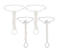 SUNNYCLUE 1 caja de 4 piezas de Tobilleras de Playa de Verano, Perlas de Estrella de Mar, Tobilleras Elásticas con Cuentas, Perlas de Imitación, Cadena de Sal Y Pie Descalzo, Boda, Verano, Playa, Cade