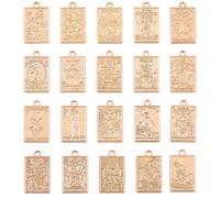 SUNNYCLUE 1 caja de 40 amuletos de Cartas Del Tarot de 20 estilos, Rectangulares, de Aleación, Dorados Claros, Vintage, Mágicos, de Buena Suerte, para Hacer Joyas, Pulseras, Pendientes Y Manualidades.
