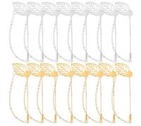 SUNNYCLUE 1 caja de 40 broches de Hoja para Solapa, de Acero Inoxidable, Dorados Y Plateados, con Forma de Hoja Hueca, de Seguridad, con Cadena para Accesorios de Joyería, para Bodas, Insignias, Bufan