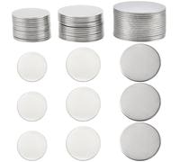 SUNNYCLUE 1 Caja de 48 Piezas de 25mm 30mm 35mm Etiquetas En Blanco de Acero Inoxidable Discos de Metal Estampados Parches Redondos Planos grandess de Plata Grabables para Manualidades de Joyería C