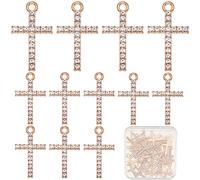 SUNNYCLUE 1 caja de 50 abalorios de Cruz de Strass, Abalorios de Metal Cruzado, Rosario de Cristal Dorado Brillante, Abalorio de Cruz Pequeña para Hacer Joyas, Abalorios, Pendientes, Pulseras, Collare