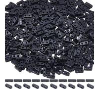 SUNNYCLUE 1 caja de 500 cuentas de Media Tila, Cuentas de Semillas Cuadradas Negras, A Granel, 2 agujeros, 1/2 cortes de Tila, Mini Cuentas de Semillas Espaciadoras Rectangulares Planas de Vidrio Japo