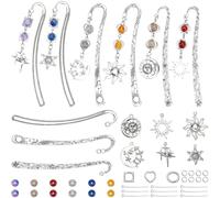 SUNNYCLUE 1 Caja de 6 Juegos de Marcapáginas de Metal para Hacer Tú Mismo Kit para Hacer Marcapáginas de Aleación de Fantasía con Gancho Curvo Luna Y Estrella para Amantes de los Libros Mujeres A