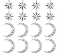 SUNNYCLUE 1 caja de 60 piezas de Dijes de Sol, Dijes de Conector de Luna de Plata, Colgante Celestial de Aleación Bohemia Tibetana de Media Luna de Girasol Grande para Hacer Joyas, Suministros de Dije