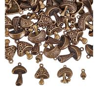 SUNNYCLUE 1 caja de 64 abalorios de Setas, Abalorios de Setas de Bronce Antiguo, Bonitos Abalorios de Plantas Mágicas, Setas Pequeñas, Abalorios de Aleación Pequeños para Hacer Joyas, Abalorios, Colla