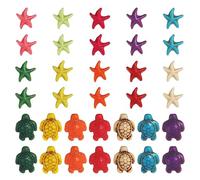 SUNNYCLUE 1 caja de 80+80 cuentas de Tortuga, Cuentas de Estrella de Mar, Cuentas de Tortuga A Granel, Turquesa Sintética, Animal Del Océano, Coloridas Tortugas, Cuentas para Hacer Joyas, Kit de Abalo