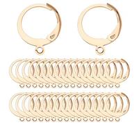 SUNNYCLUE 1 caja de 80 ganchos para Pendientes con Palanca Trasera de Acero Inoxidable Chapado En Oro de 18 quilates, Aros Redondos con Palanca Trasera, Aros con Palanca Trasera para Hacer Joyas, Pend