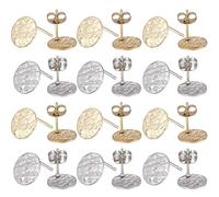 SUNNYCLUE 1 caja de 80 piezas 40 pares de Postes Redondos Planos para Aretes Poste para Aretes de Acero Inoxidable con Lazo Pernos para Aretes de Oro Plateado Aretes En Blanco para Bisutería Accesorio