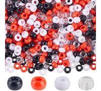 SUNNYCLUE 1 caja de 800 cuentas de Poni de 6 x 9mm Rojas Y Negras Surtidas para Navidad Rojas Y Negras Barril Pequeño Blancas Transparentes Espaciadores de Plástico para Hacer Joyas Regalos
